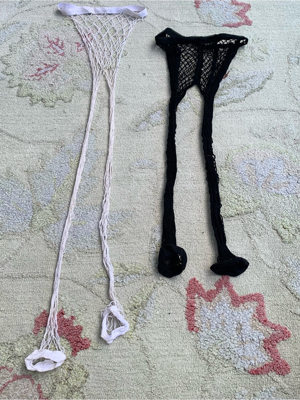 Bundle of 2 white and black fish net tights